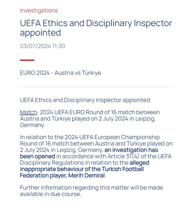UEFA launches investigation into Merih Demiral's goal celebration