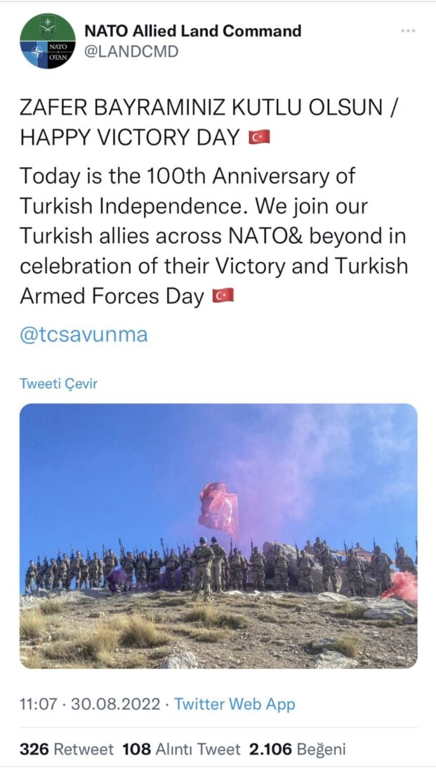 NATO deletes Türkiye's Victory Day tweet after backlash, again