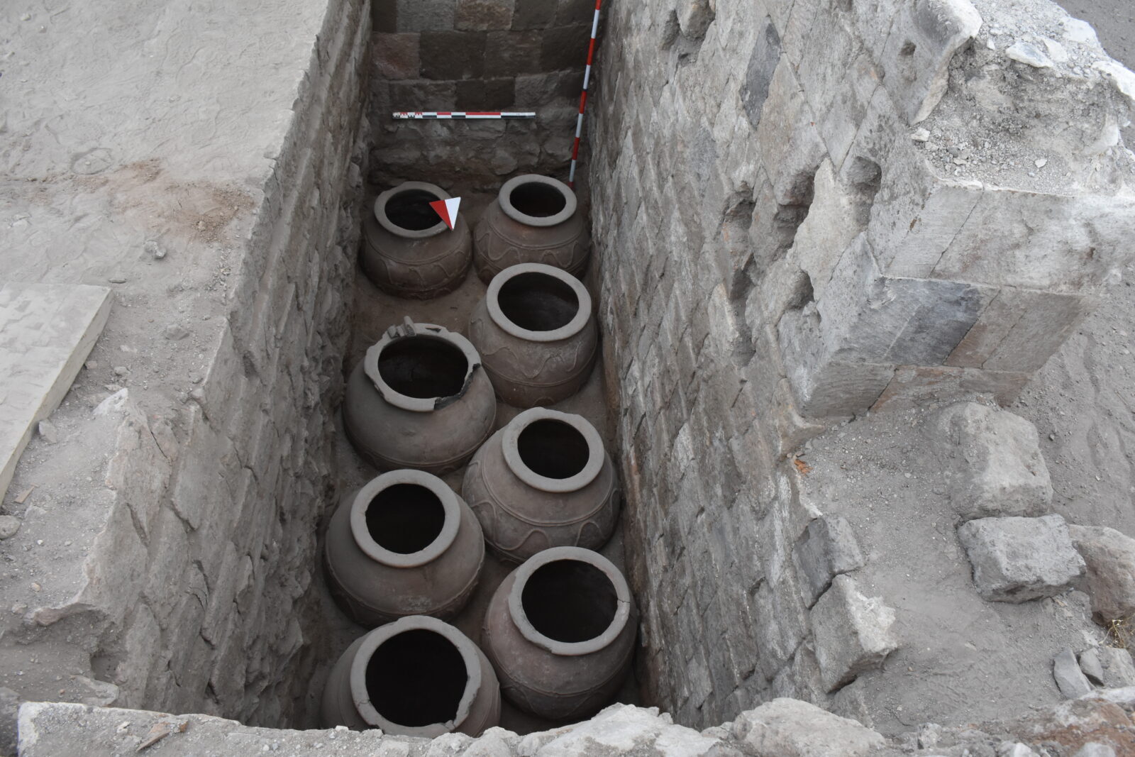 A Seljuk-era food storage and a ceramic fragment with a peacock motif were discovered during excavations at the Ani ruins in Kars