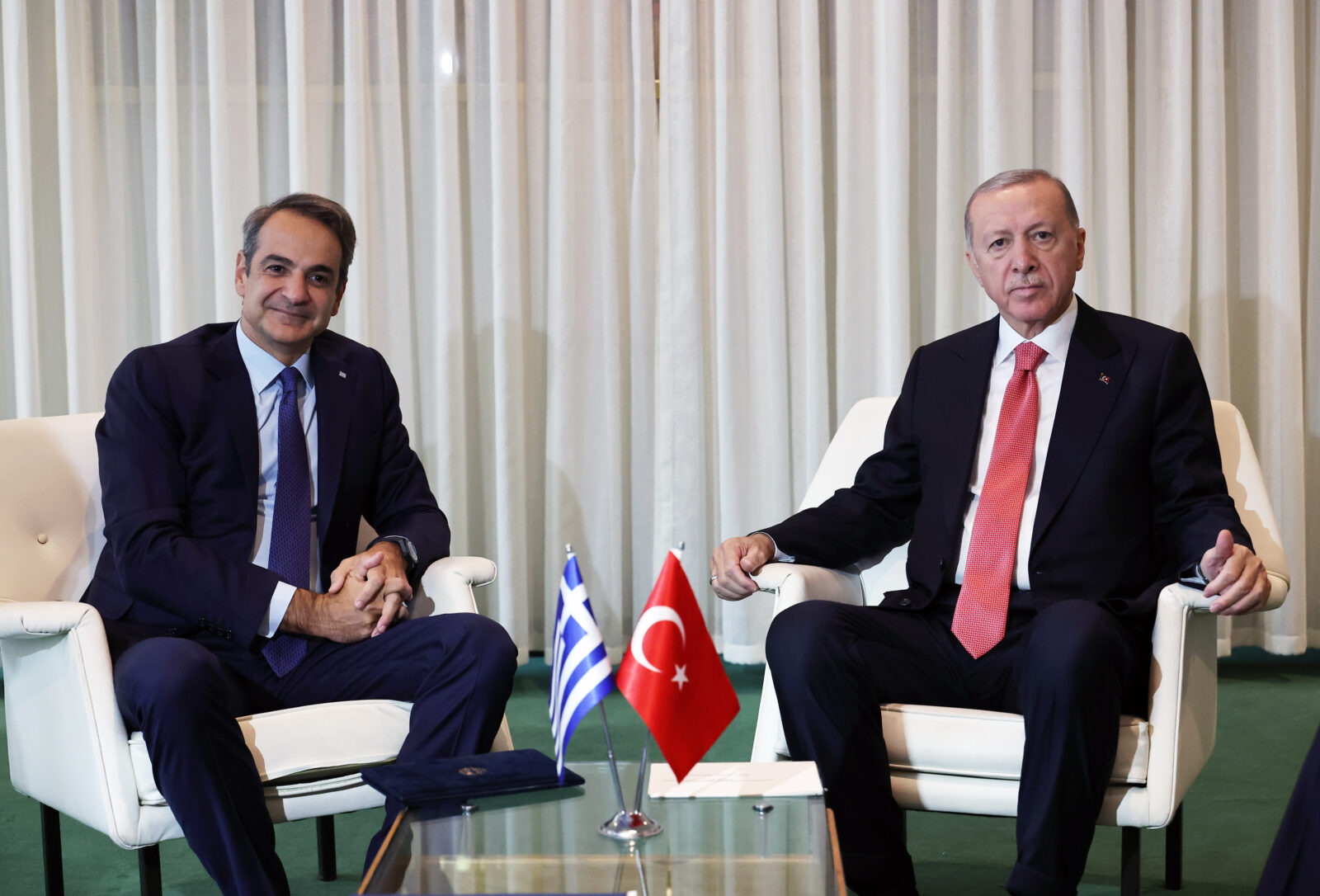 President Erdogan and Greek Prime Minister Kyriakos Mitsotakis