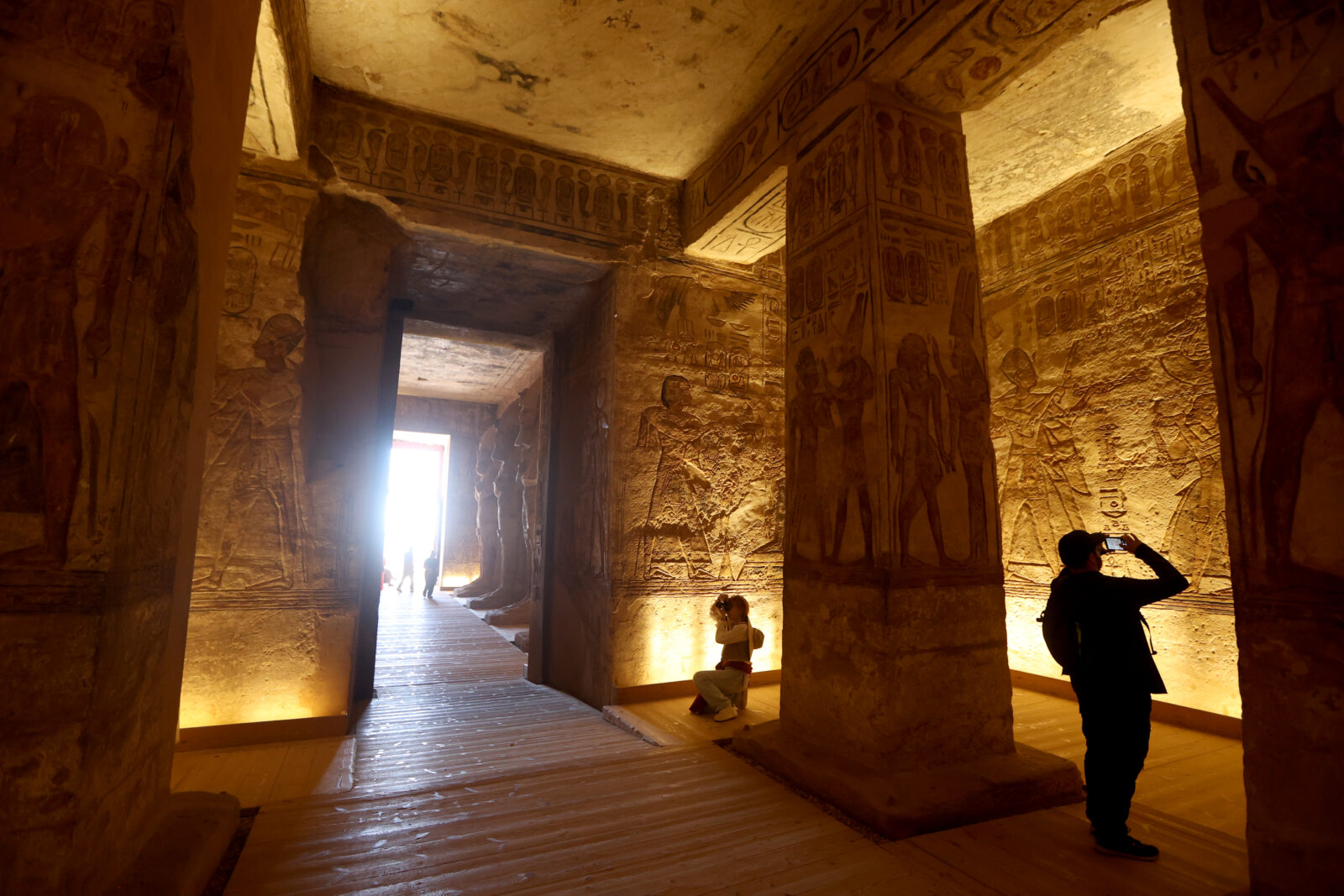 Sun illuminates statue of Pharaoh Ramses II in Egypt during rare celestial event