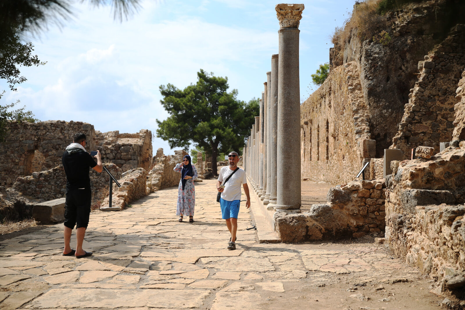 2,000-year-old columns in Türkiye's ancient city of Syedra re-erected