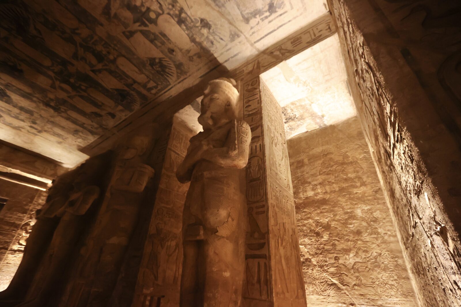 Sun illuminates statue of Pharaoh Ramses II in Egypt during rare celestial event