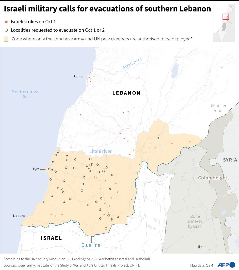 Israel warns Lebanese civilians to avoid southern villages 'until further notice'