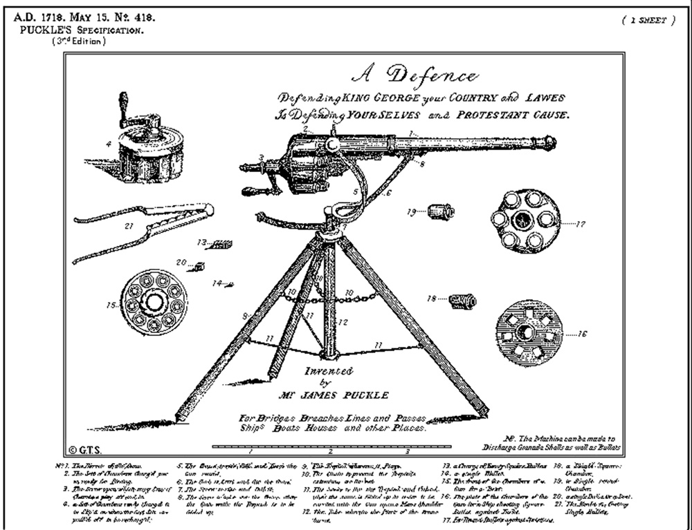 Puckle gun: Failed British 1718 machine gun attempt, designed to kill Ottomans with square bullets