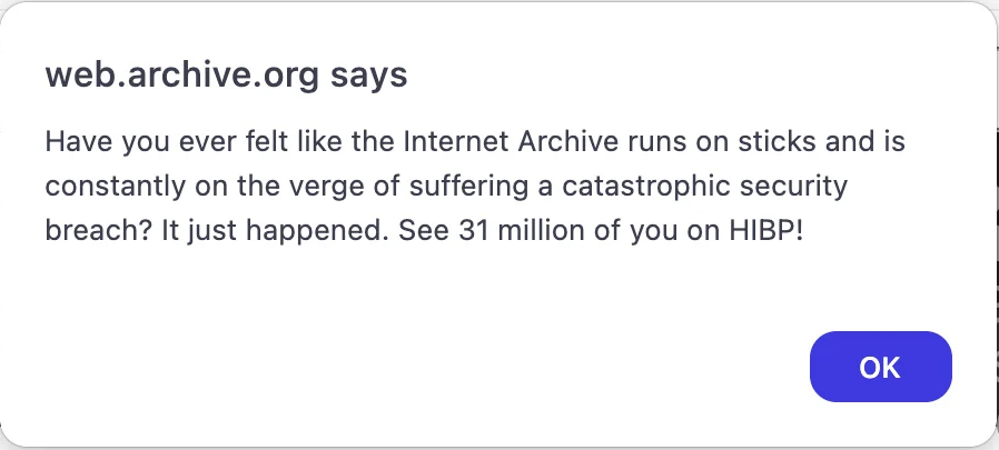 Internet Archive hacked, suffering data breach and DDoS attack, 31M affected