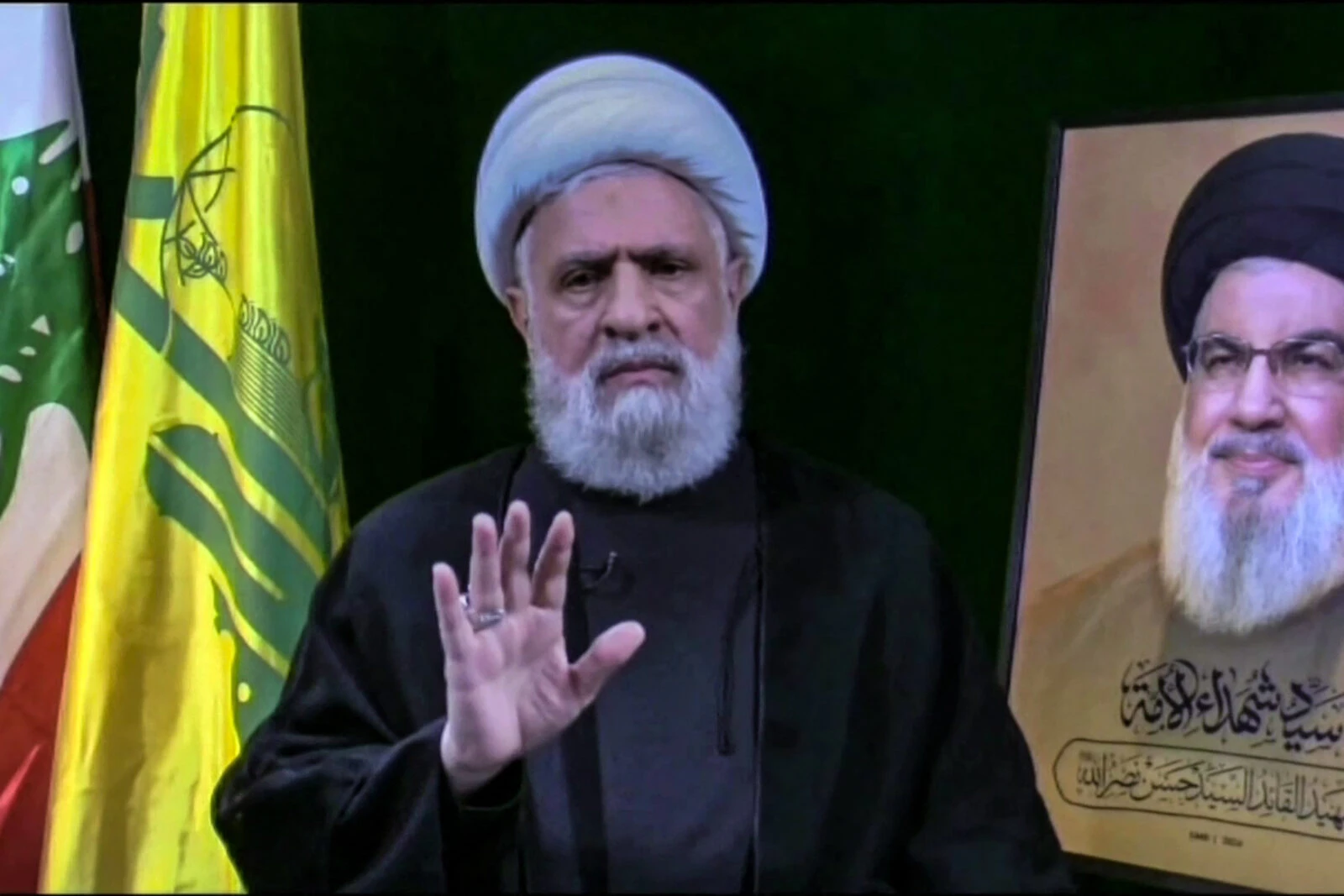 Hezbollah's Al-Manar TV shows Hezbollah chief Naim Qasem