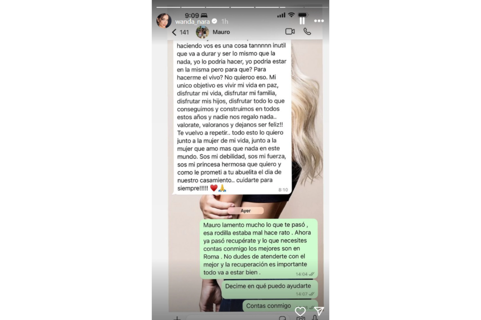 Galatasaray's Mauro Icardi's heartfelt message shared on Wanda Nara's Instagram story