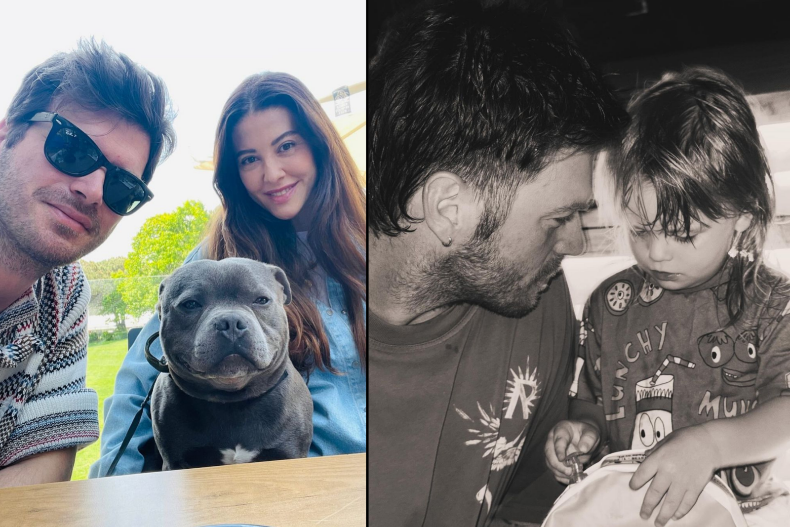 Turkish actor Kivanc Tatlitug and Basak Dizer with their dog, and a tender father-son moment with Kurt Efe