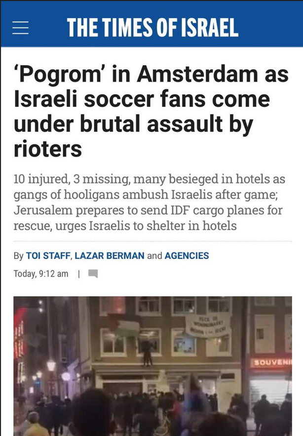 Are Israeli officials misusing 'pogrom' describing violence in Netherlands?