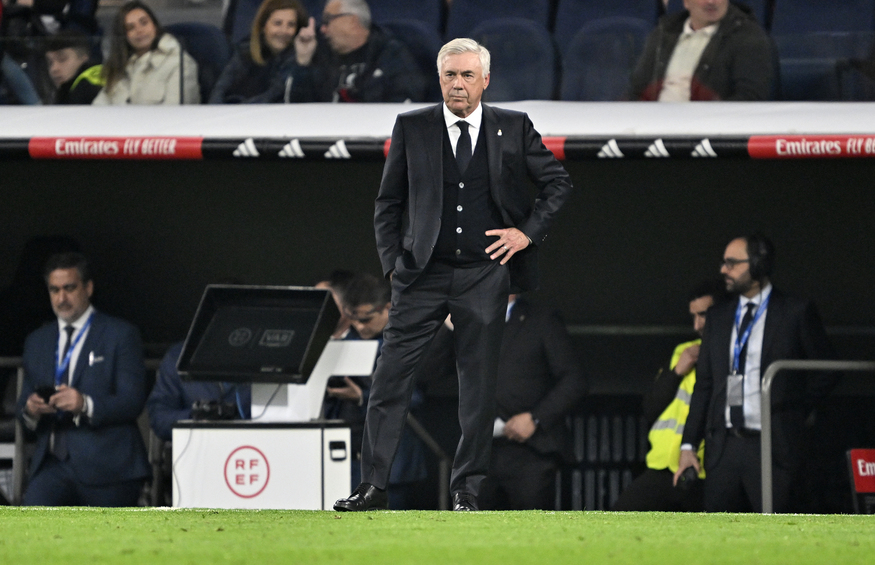 Carlo Ancelotti, Real Madrid's head coach follows the La Liga week 15th match against Getafe