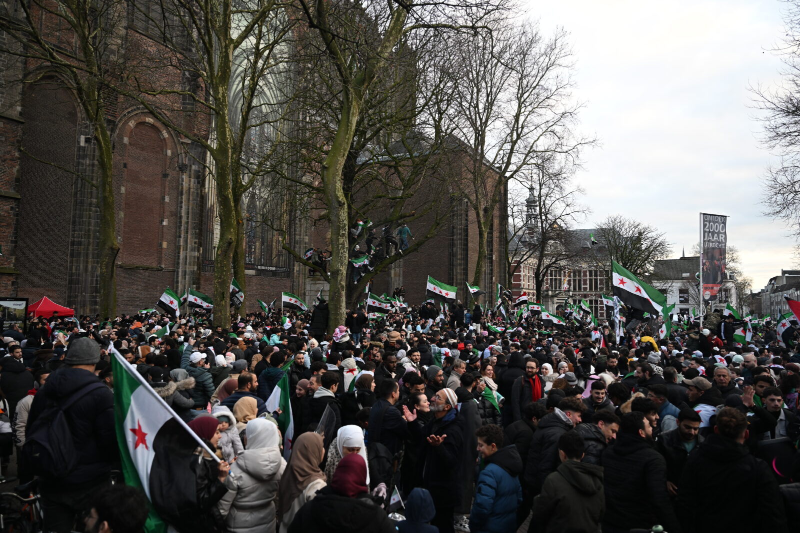 Syrians celebrate in Utrecht following the fall of the 61-year Baath regime in Syria