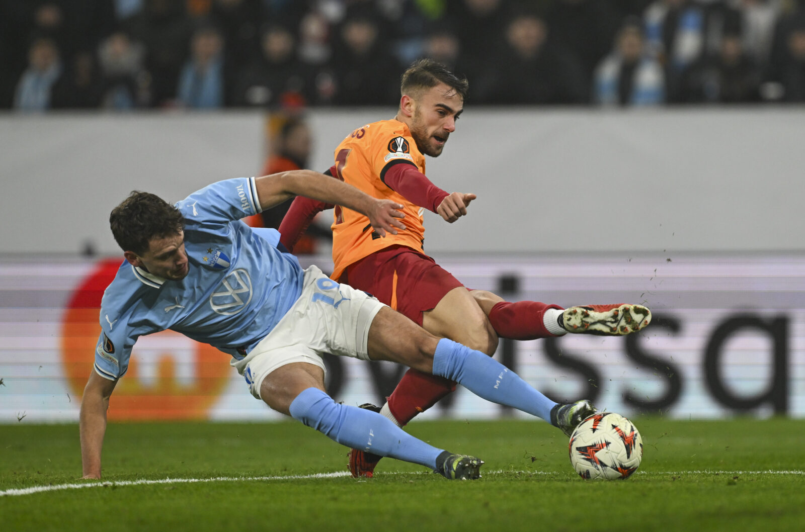 Yunus Akgun (back) of Galatasaray in action