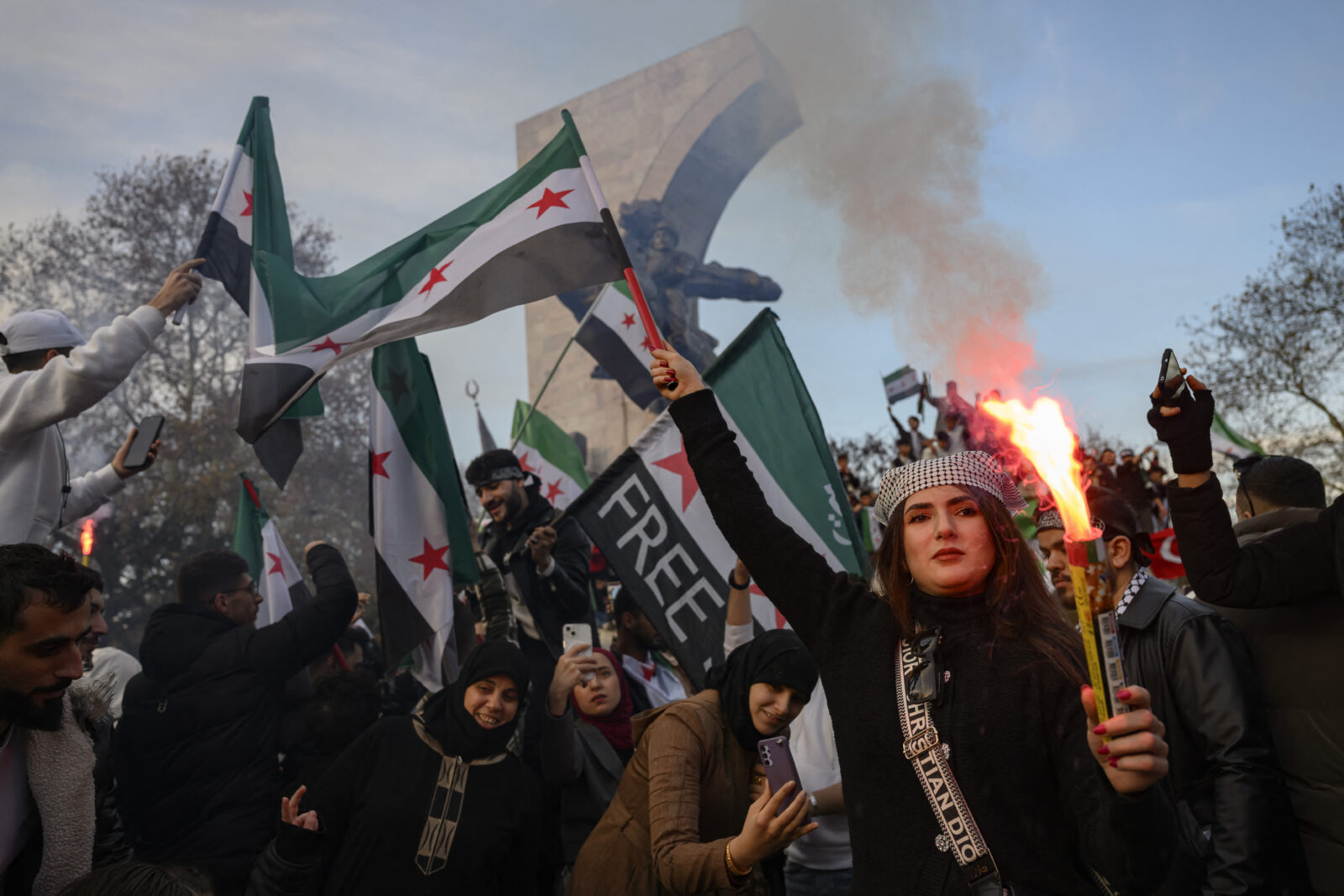 fall of Syrian president Bashar al-Assad celebration