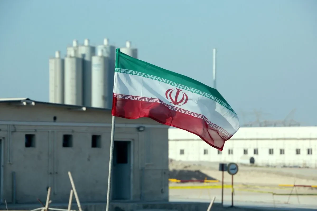 Photo shows Iranian flag in Bushehr nuclear power plant