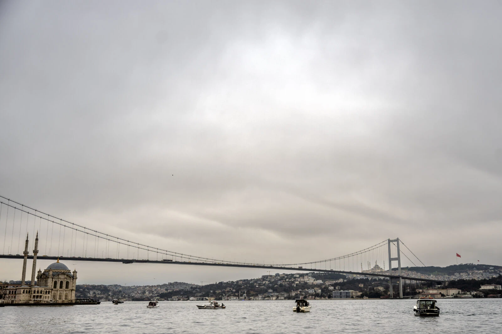 air quality in istanbul - The Bosphorus Bridge stretches across the water, connecting the two sides of Turkey's Istanbul