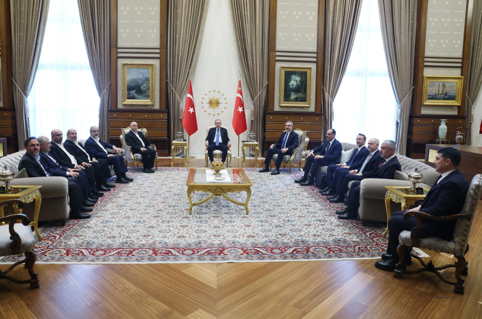 President Recep Tayyip Erdogan and Hamas delegation 