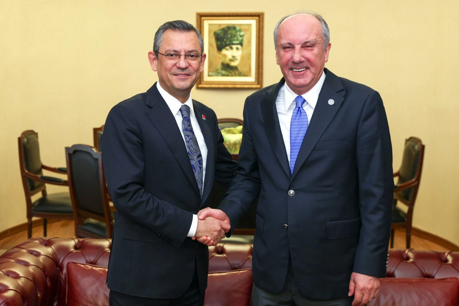 Muharrem Ince with Ozgur Ozel, leader of CHP, in Ankara, Turkey, on Jan 4, 2024