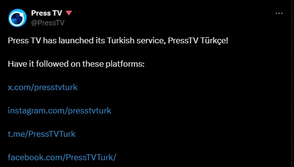 Iran's disinformation hub Press TV launches Turkish edition