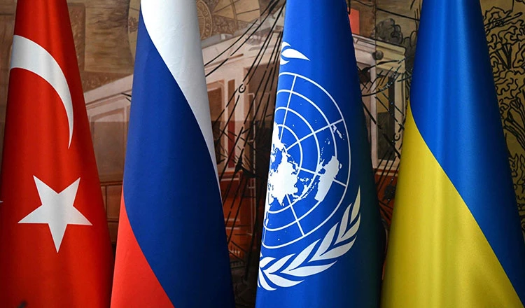 Turkish flag and the rest of the flags, including United Nations flag