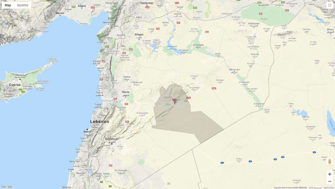 Map of Palmyra area within Syrian territory, by iDAI, 015. (Edited by Hasan Ali)