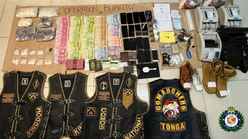 Australian crime syndicate Comanchero's confiscated items by tonga police