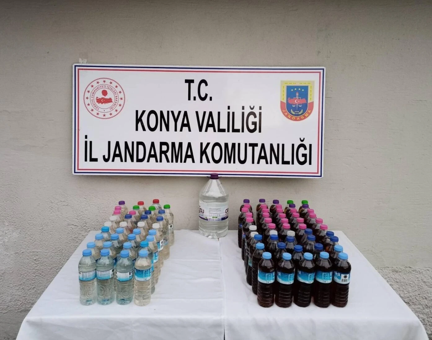 plastic bottles with counterfeit alcohol