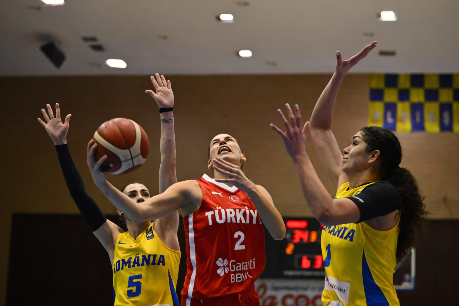 Sevgi Uzun (2) of Türkiye seen in action during the FIBA Women's Eurobasket Qualifiers game.