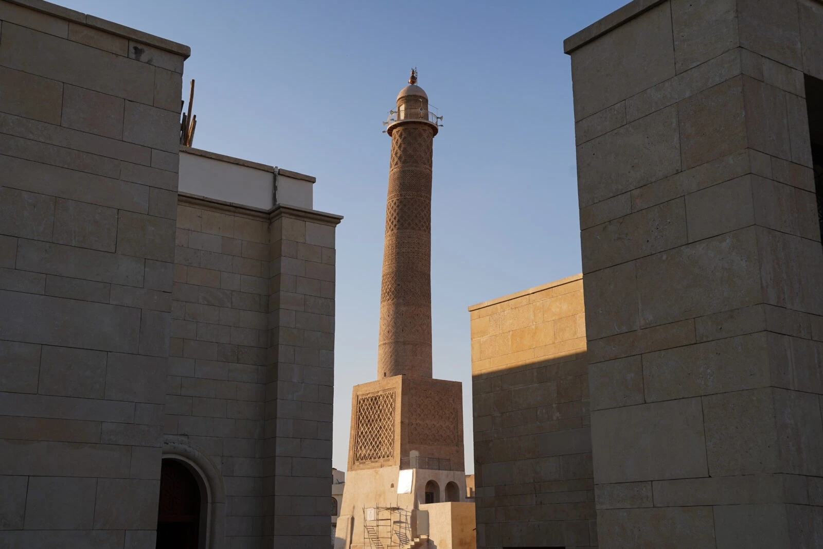 Restored Al-Hadba Minaret in Mosul, Iraq, February 12, 2025, after being destroyed by Daesh in 2017.