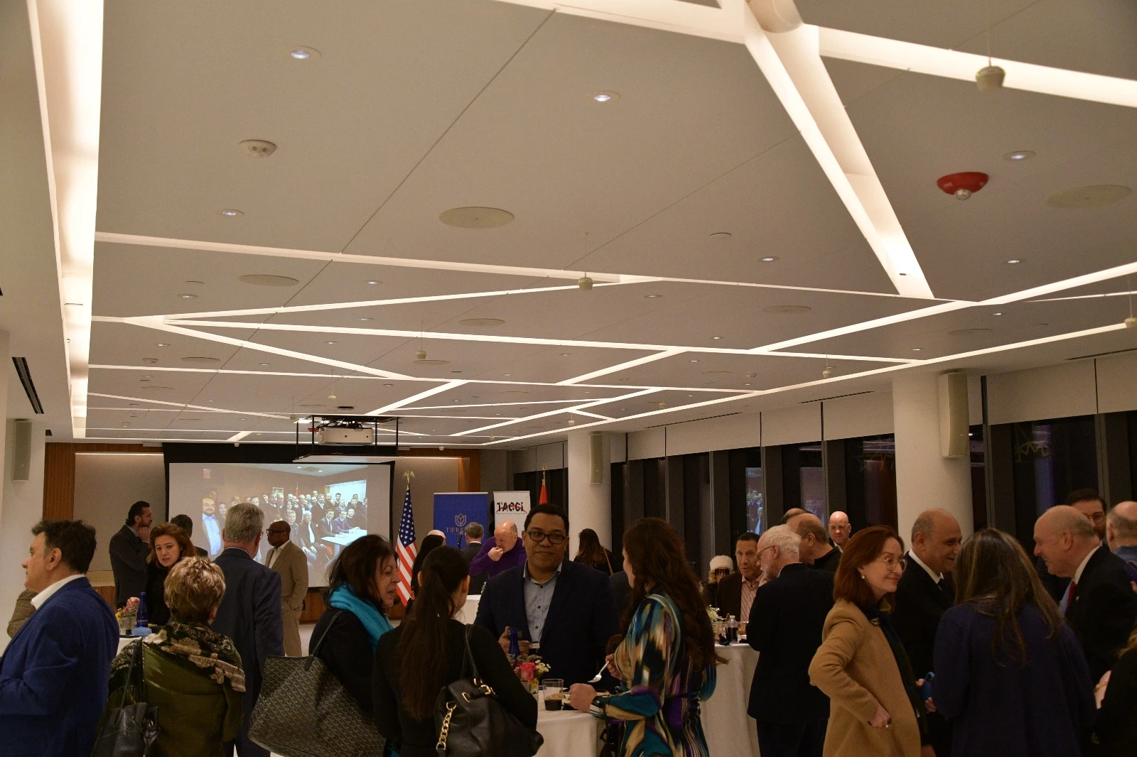 A spacious, well-lit event hall at the Turkish House in New York