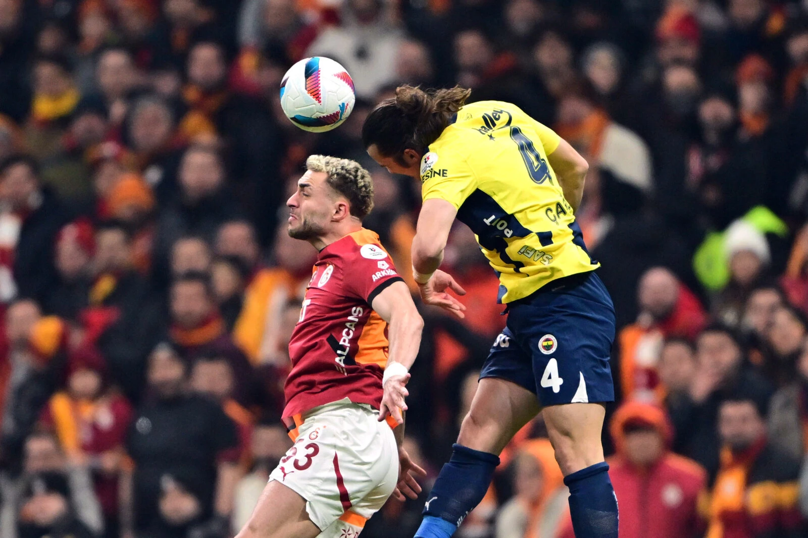 Photo shows Baris Alper Yilmaz (53) of Galatasaray and Fenerbahce's Caglar Soyuncu.