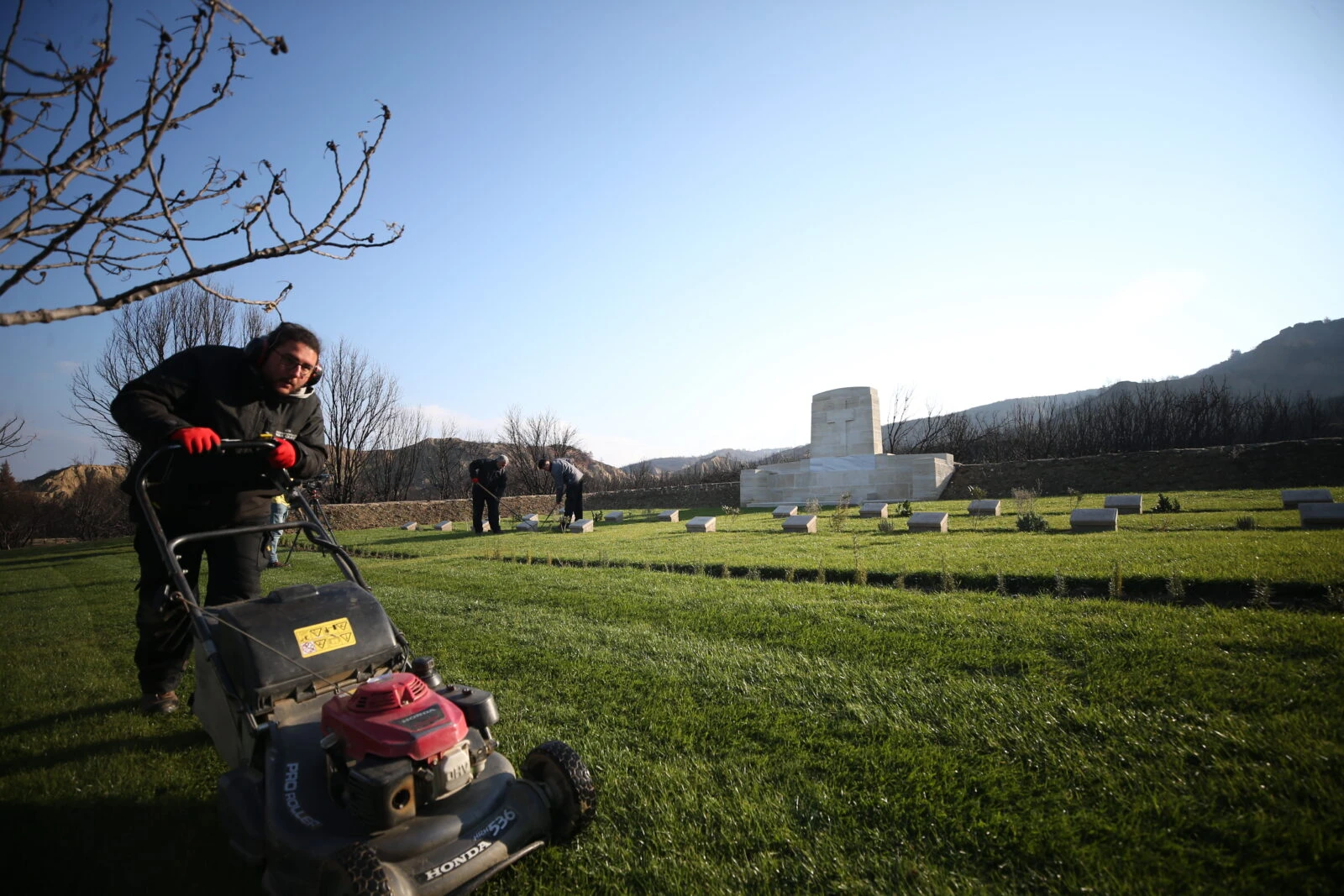 Restoration and cleaning work on the foreign soldiers' cemetery and monument in Gallipoli Peninsula after the forest fire.