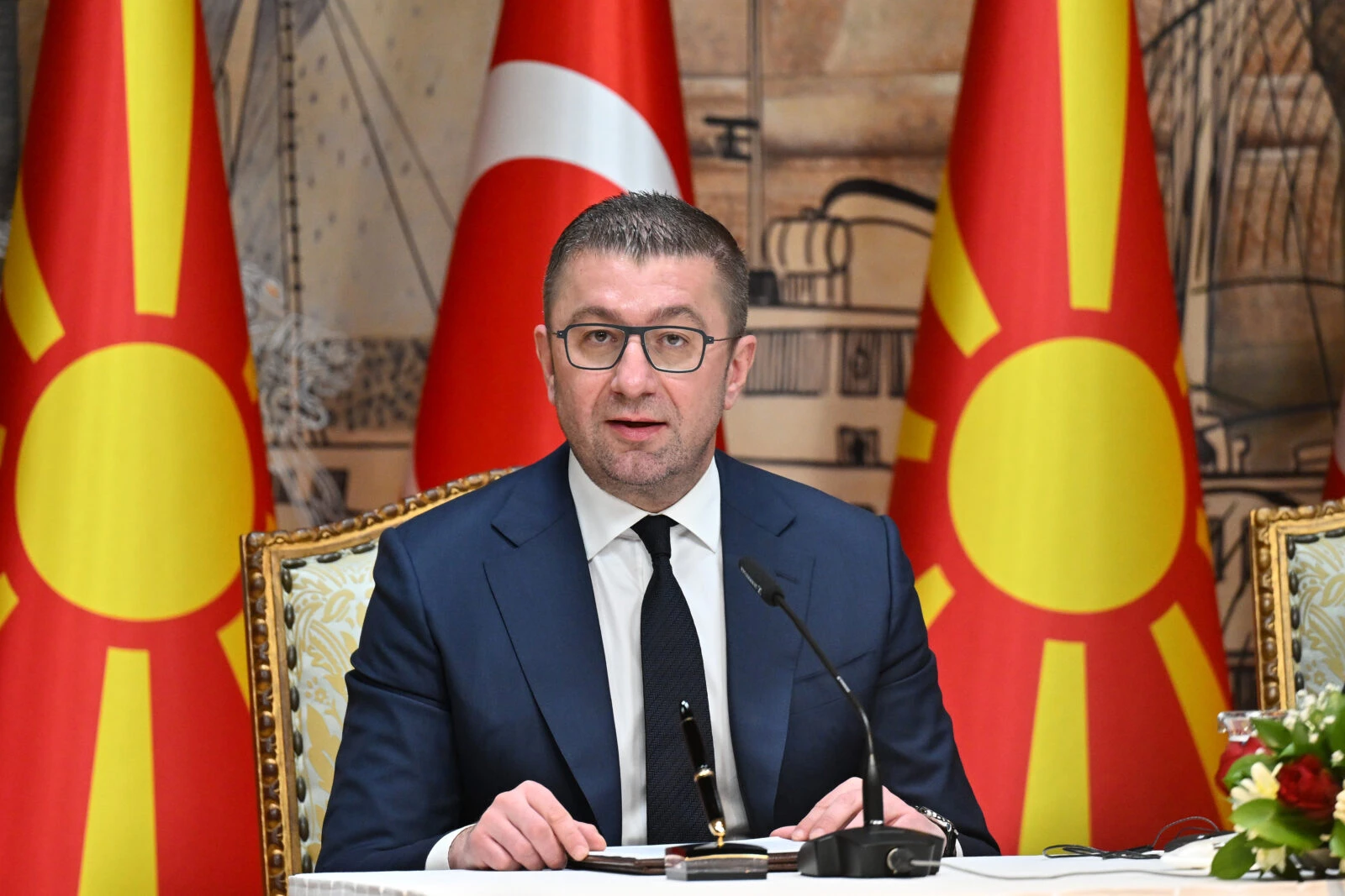 Photo shows PM of North Macedonia Hristijan Mickoski.