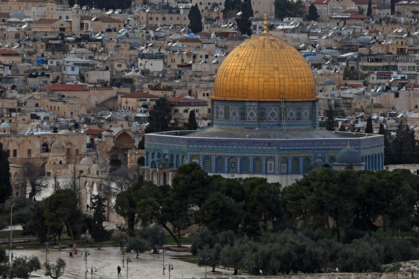 The Dome of the Rock stands inside the Al-Aqsa Mosque 