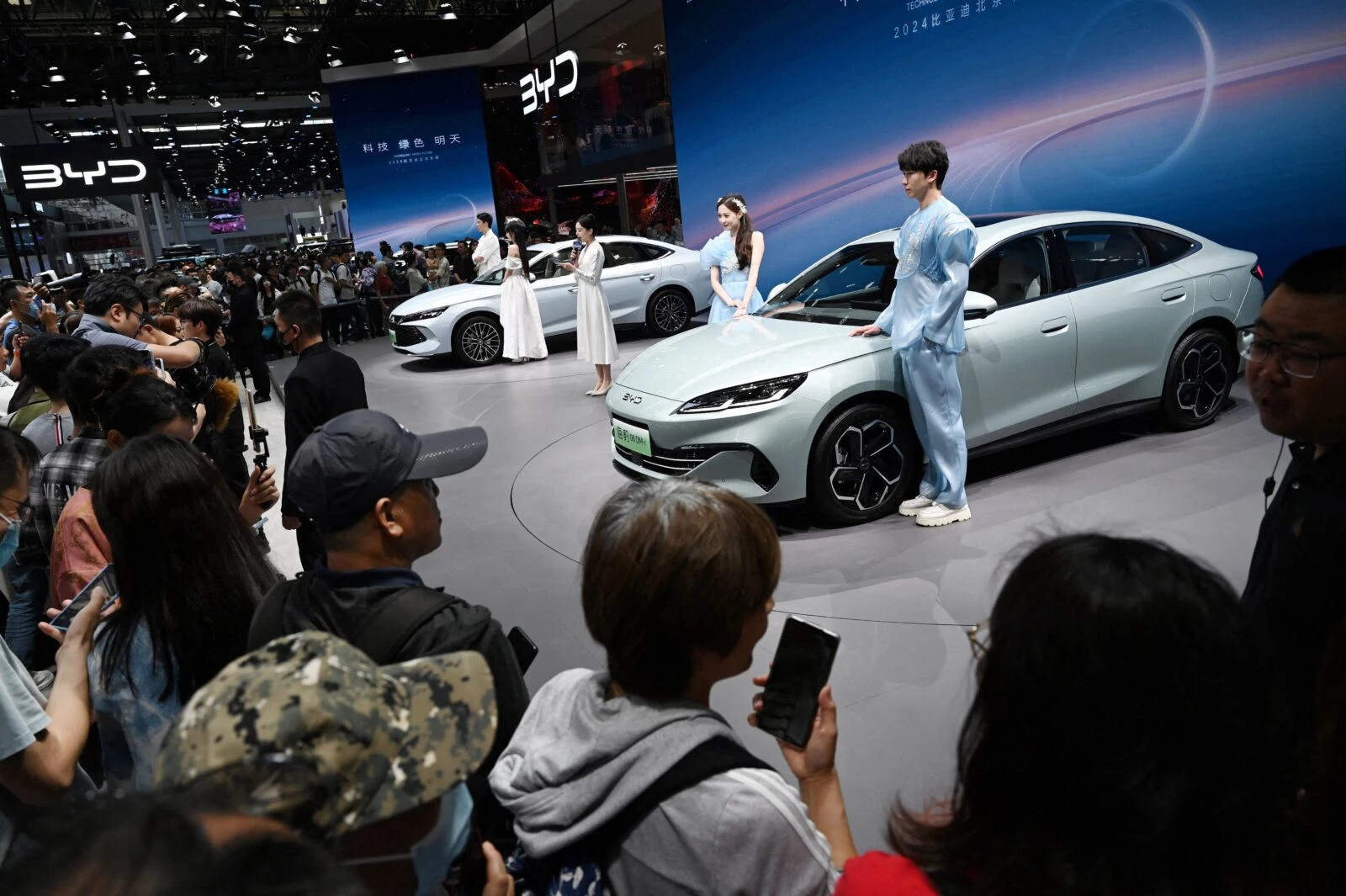 BYD electric cars on display