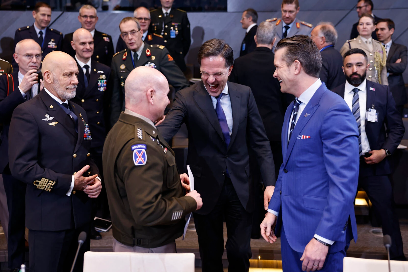 NATO Secretary General Mark Rutte (3rdL) and US Defense Secretary Pete Hegseth