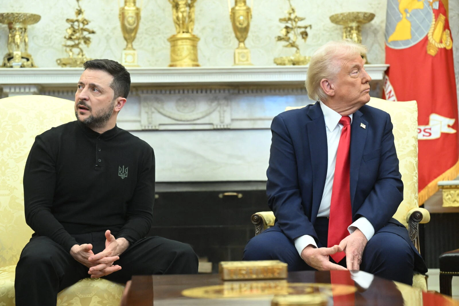 Photo shows U.S. President Donald Trump and Ukraine's President Volodymyr Zelenskyy.