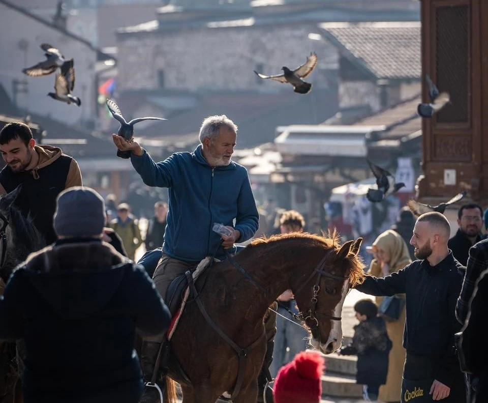 Spanish Muslims retracing the ancient pilgrimage route arrive in Sarajevo, February 6, 2025.