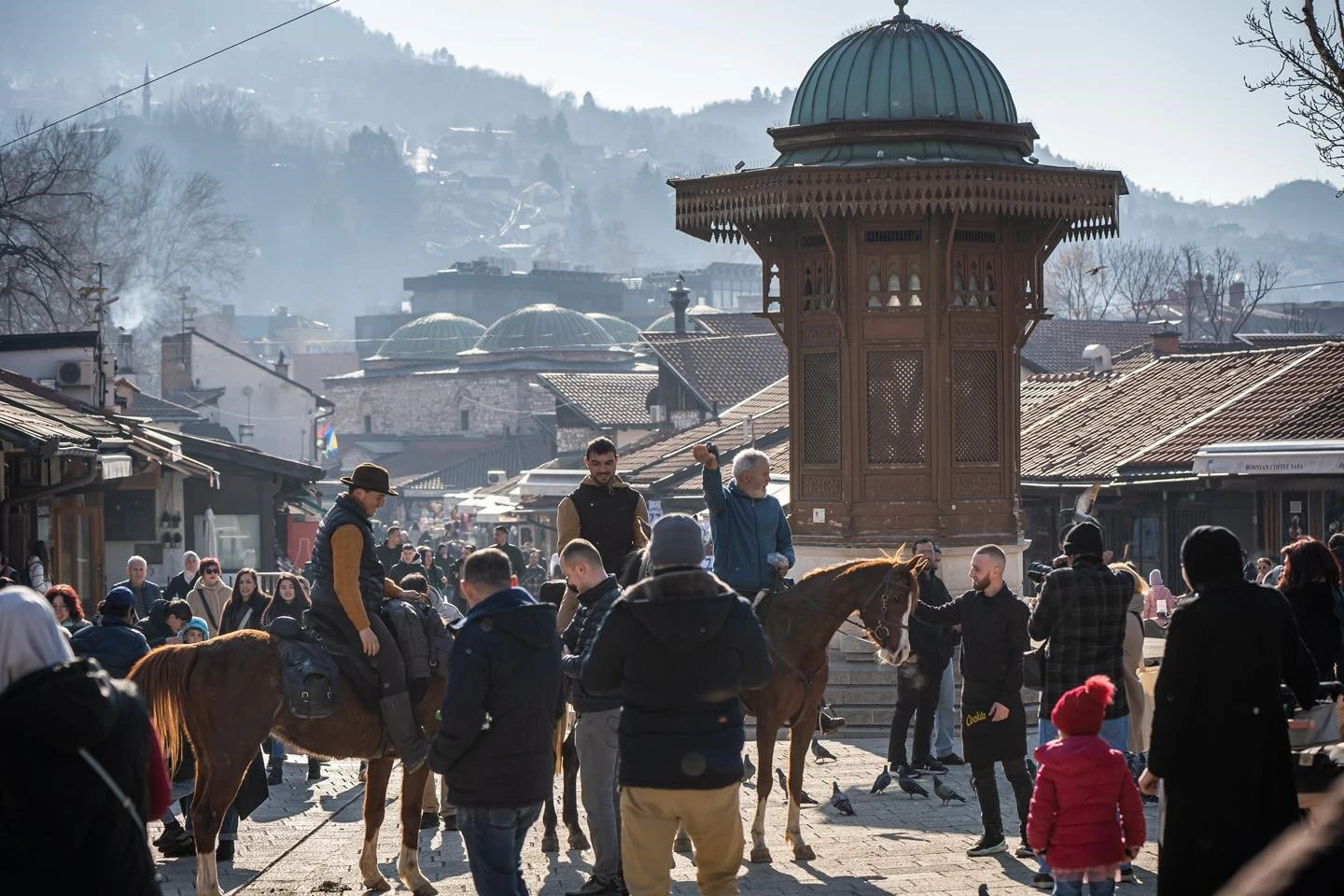 Spanish Muslims retracing the ancient pilgrimage route arrive in Sarajevo, February 6, 2025.