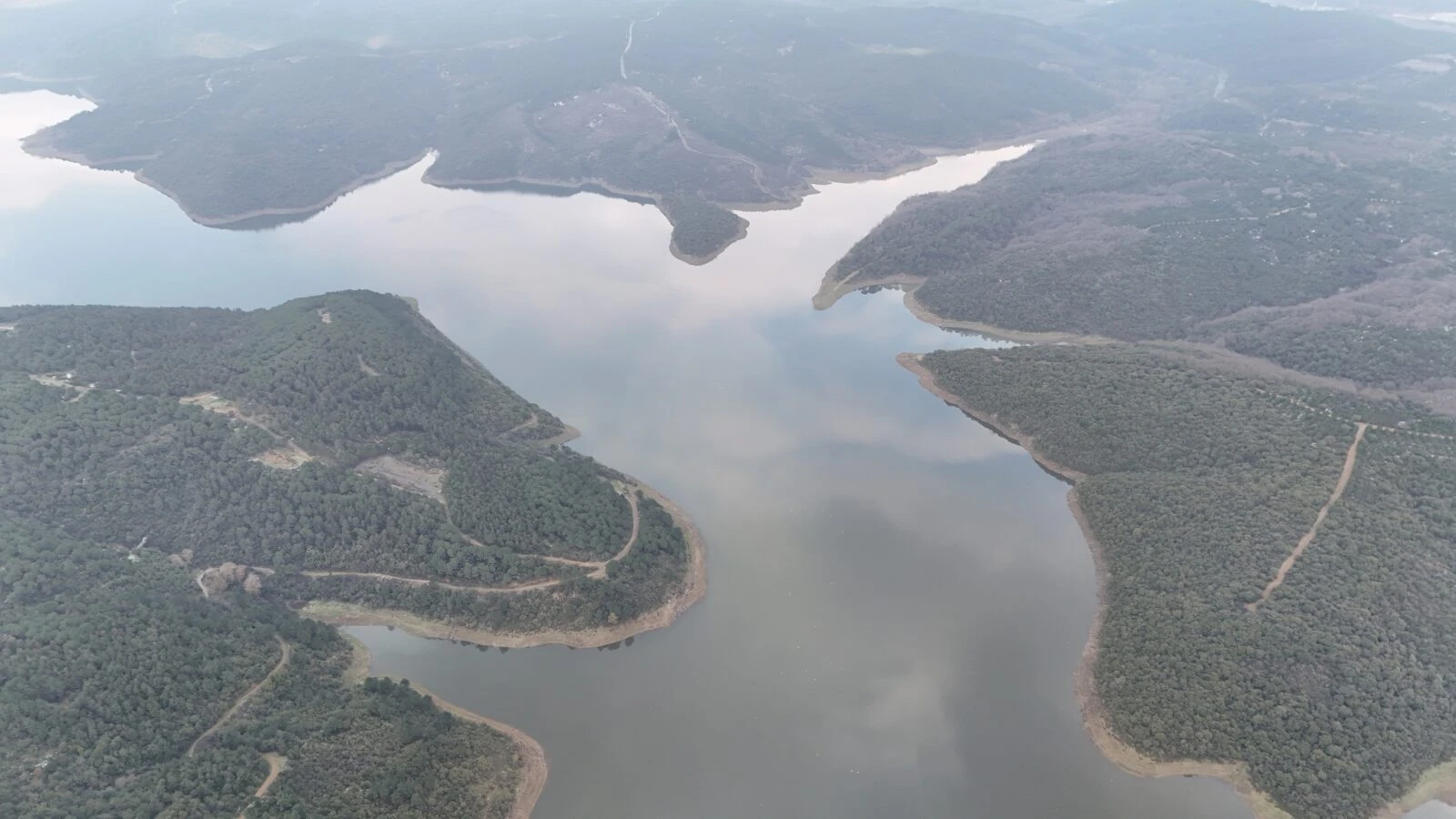 Alibeykoy Dam which is supplying water to the Istanbul, Türkiye. (IHA Photo)