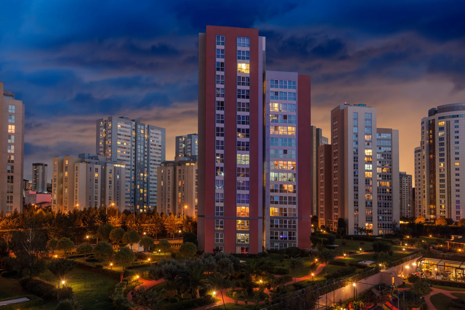 Apartments at night