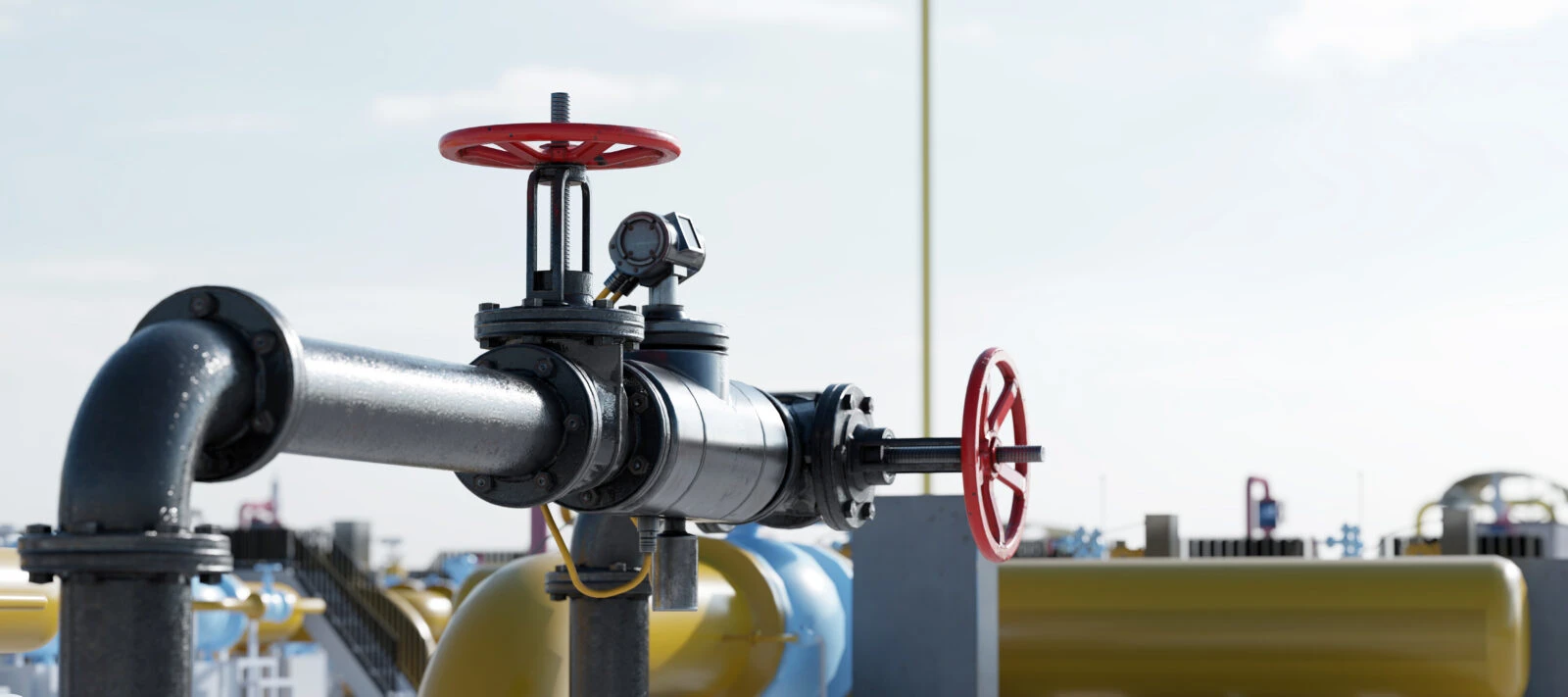 Gas tap with pipeline system at natural gas station