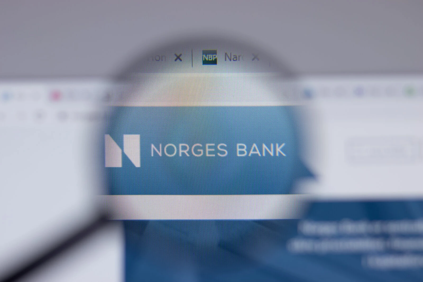 Los Angeles, California, USA - 1 June 2021: Norges Bank logo or icon on website page, Illustrative Editorial