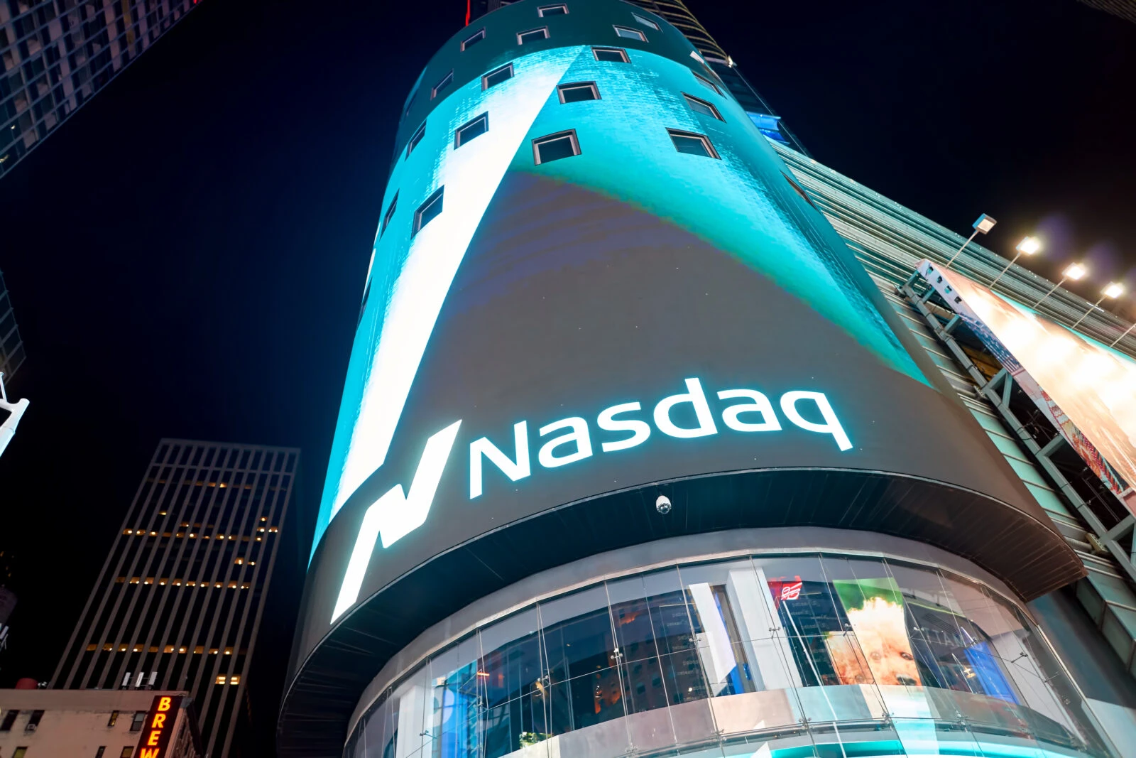 Nasdaq MarketSite at night