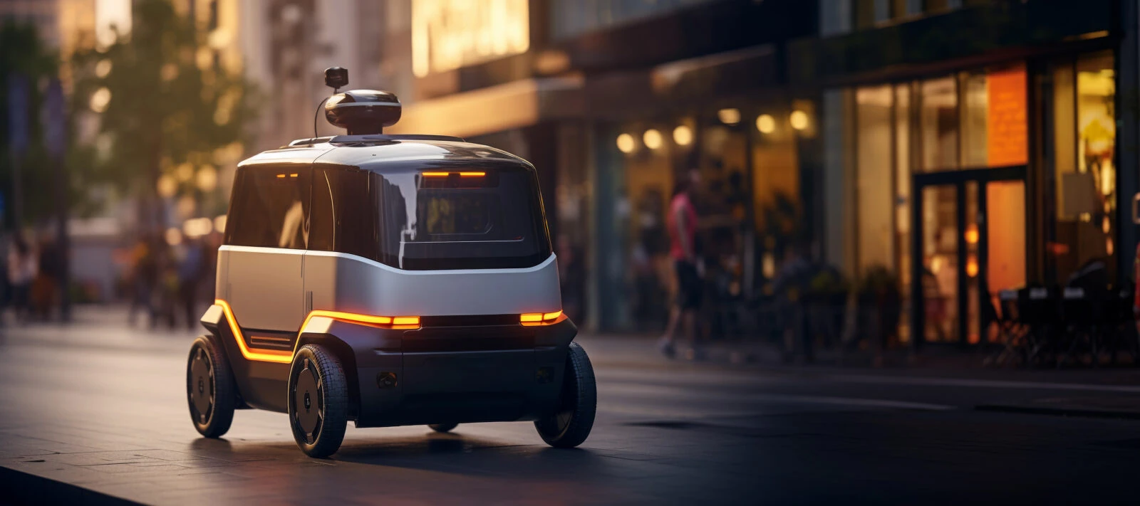 Revolutionary Delivery: Futuristic Autonomous Electric Robot Car in Action.