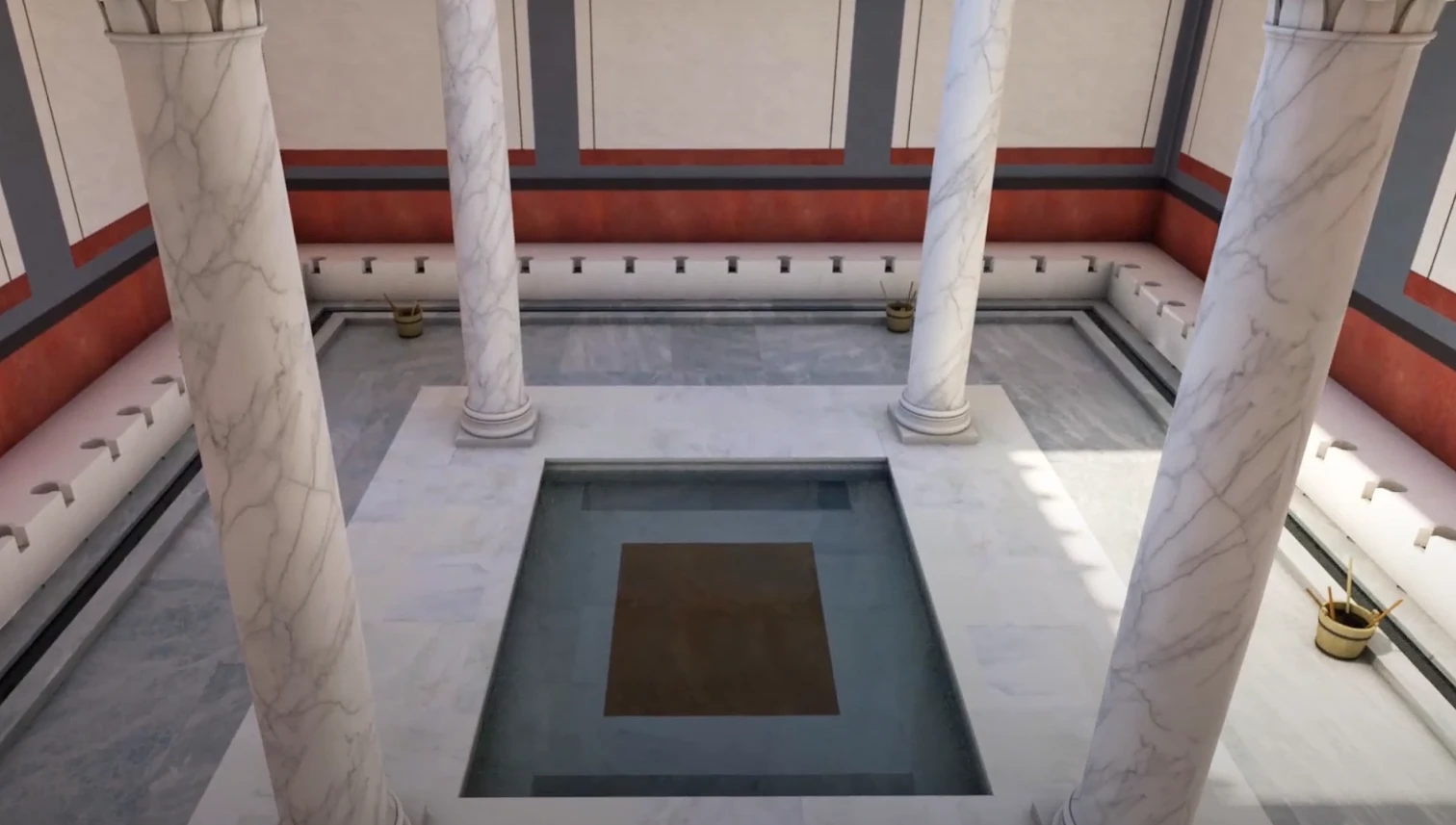 A 3D reconstruction of a latrine from ancient Rome, created by Ancient Athens 3D