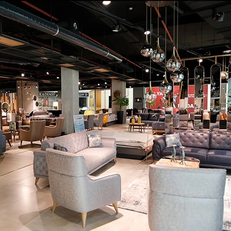 A showroom featuring stylish furniture pieces 