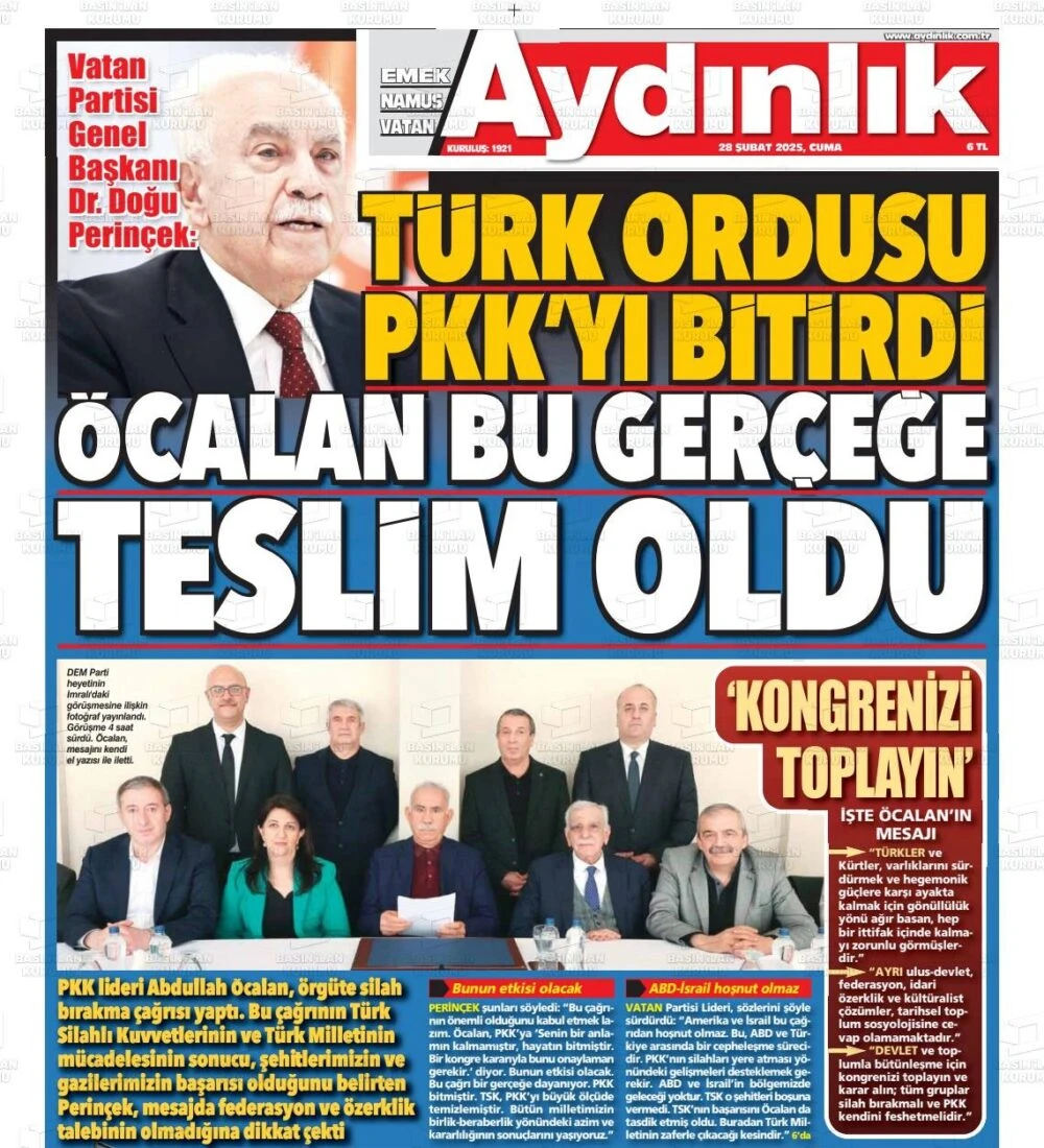 Aydinlik's Ocalan news