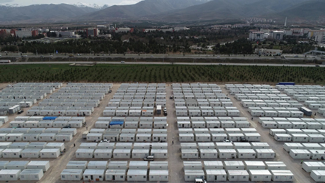 A temporary housing center in Malatya, Türkiye, built for February 6 earthquake survivors