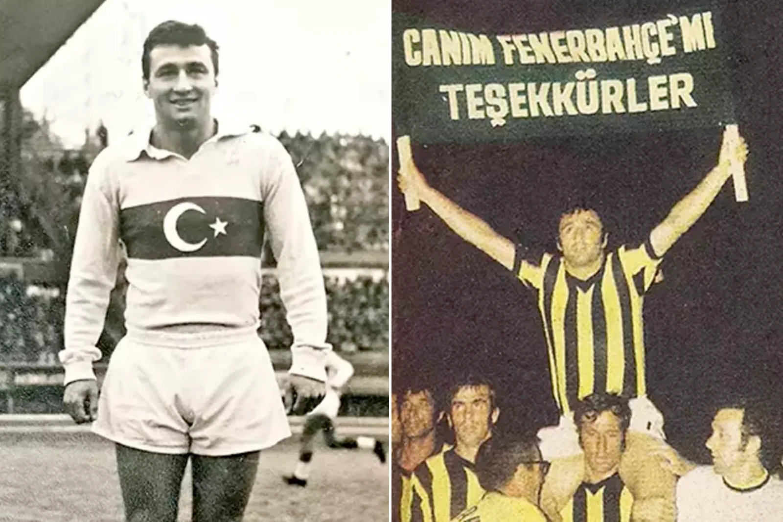 Collage of Fenerbahce and Turkish national team player Ogun Altinparmak wearing both teams' jerseys